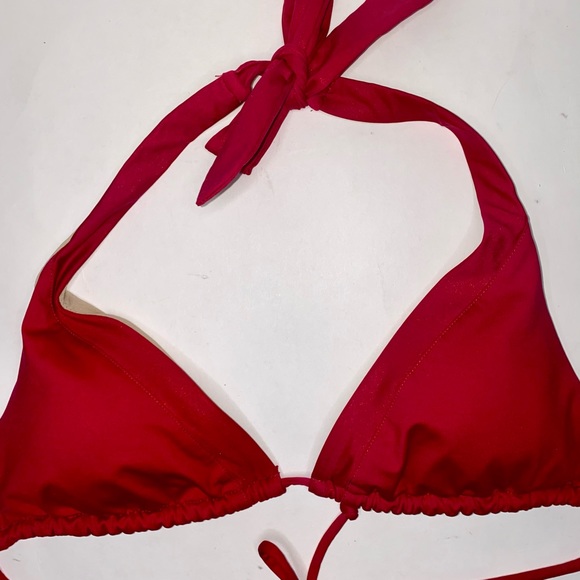 Victoria’s Secret Triangle String Double Tie Red Bikini Top ONLY Medium Swimwear - Picture 2 of 8